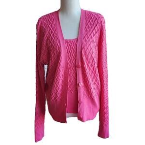 TAHARI Button Knit Sweater Matching Set XL